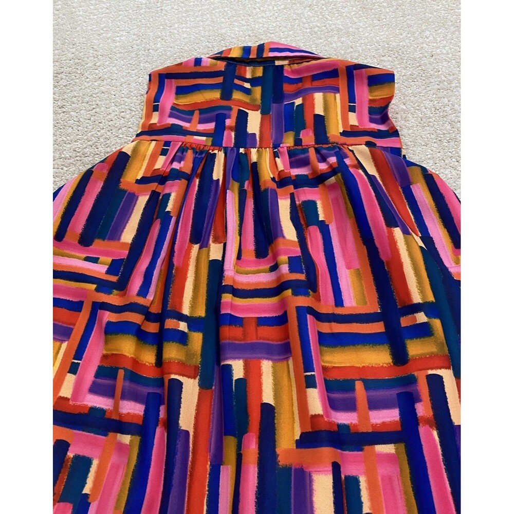 SSYS Pink Multicolor Geometric Sleeveless Shift Dress V-Neck Lightweight Size XS - Picture 13 of 14